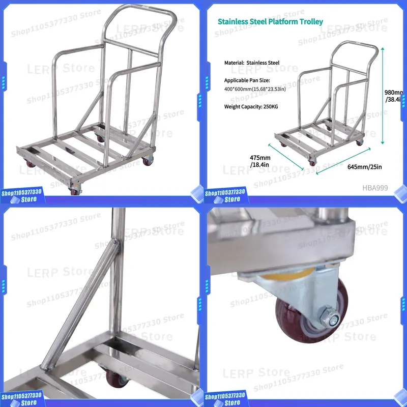 Kitchen Baking Trolley - Chariot de cuisine en acier inoxydable
