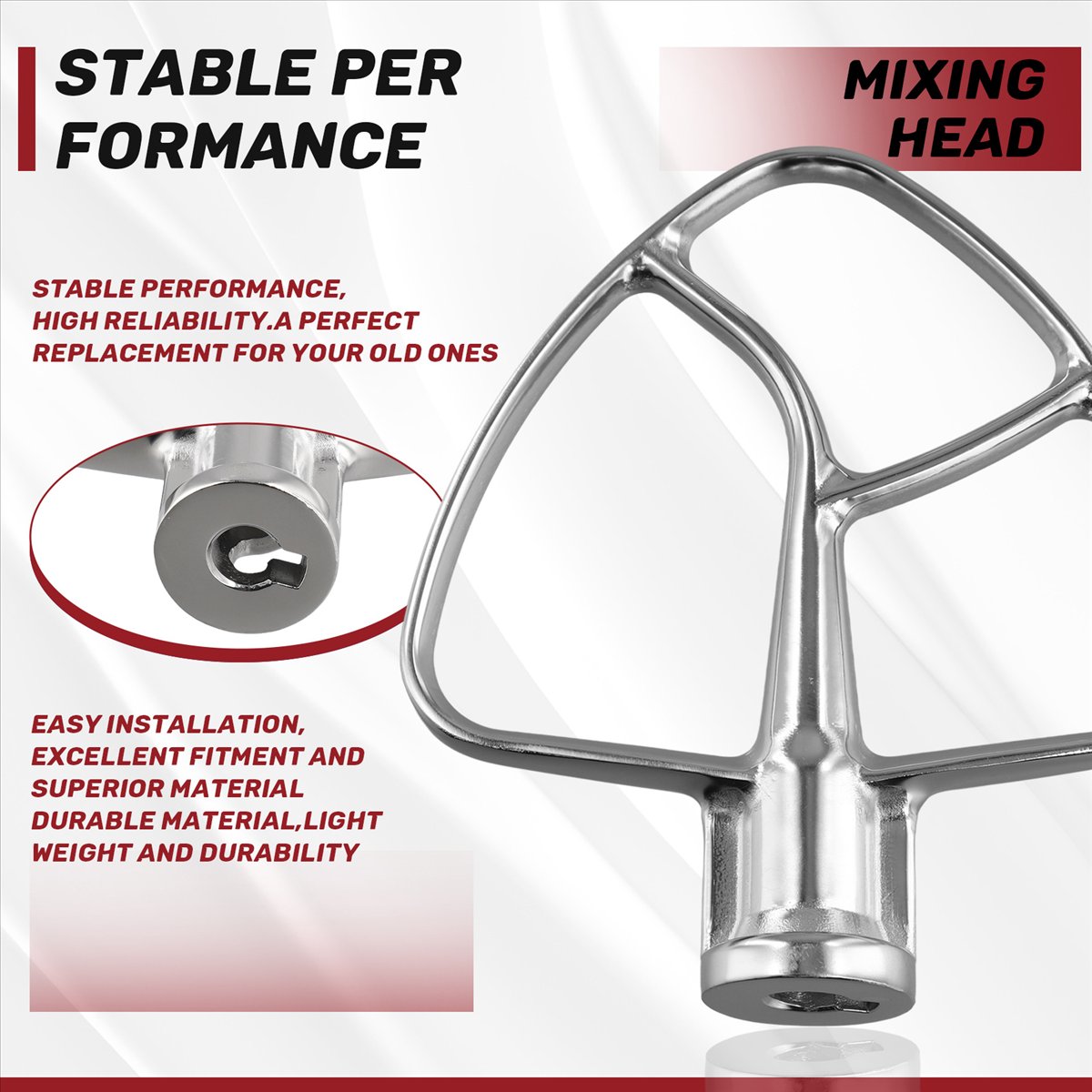 Kitchen Baking Aid - Batteur plat en acier inoxydable A60T,